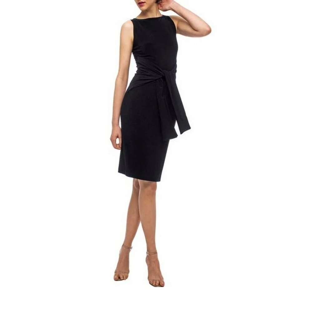 Norma Kamali Tie Waist Little Black Dress Size Medium Cocktail Revolve Jersey